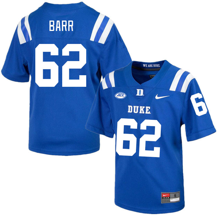 Men #62 Michael Barr Duke Blue Devils College Football Jerseys Stitched-Royal